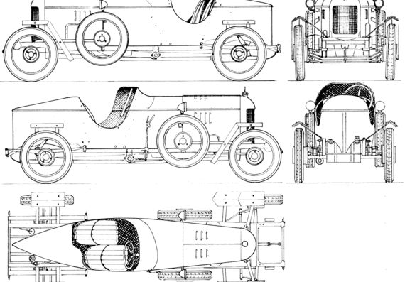 MG M (1925) - МЖ - чертежи, габариты, рисунки автомобиля