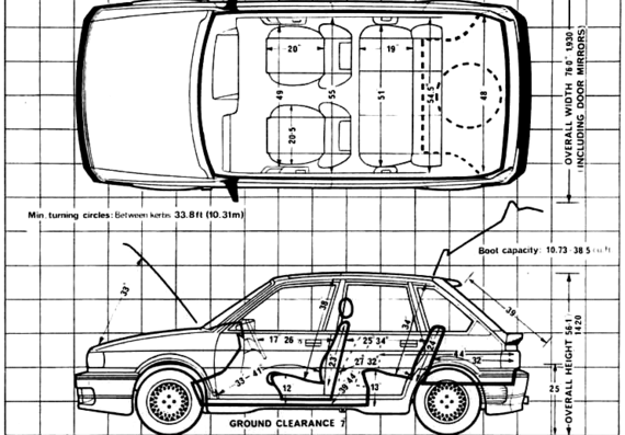 MG Maestro Turbo - МЖ - чертежи, габариты, рисунки автомобиля