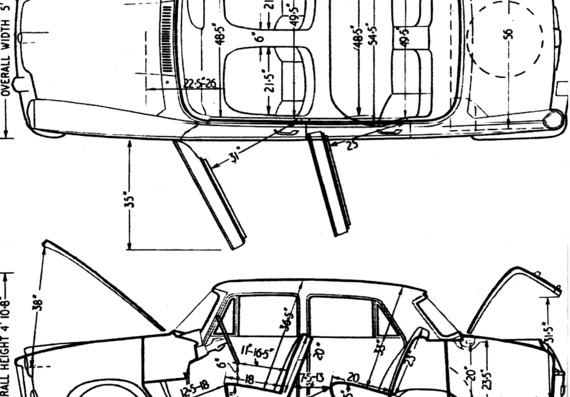 MG Magnette IV (1962) - МЖ - чертежи, габариты, рисунки автомобиля