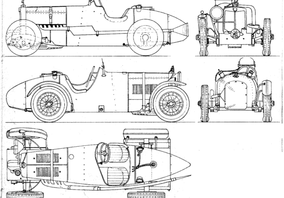 MG Magnette K3 1.1L GP (1934) - МЖ - чертежи, габариты, рисунки автомобиля