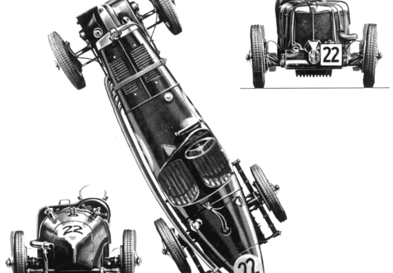 MG Magnette K3 (1934) - МЖ - чертежи, габариты, рисунки автомобиля