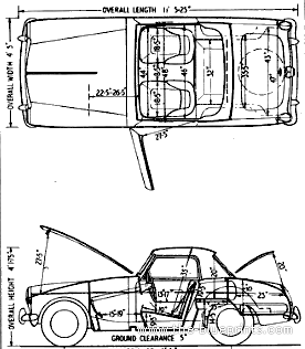 MG Midget (1963) - МЖ - чертежи, габариты, рисунки автомобиля