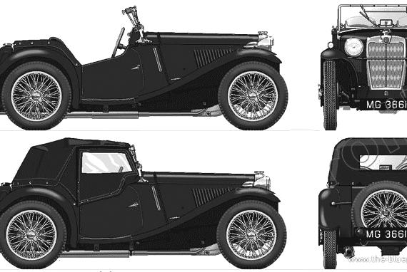MG Midget Type P (1934) - МЖ - чертежи, габариты, рисунки автомобиля