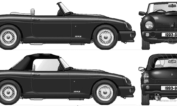 MG RV8 (1994) - МЖ - чертежи, габариты, рисунки автомобиля