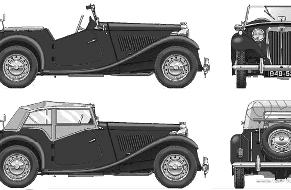 MG TD (1950) - МЖ - чертежи, габариты, рисунки автомобиля