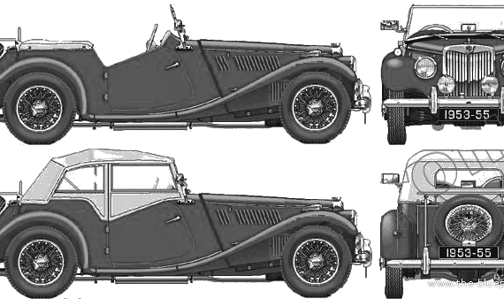 MG TF (1954) - МЖ - чертежи, габариты, рисунки автомобиля