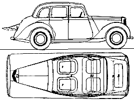 MG Y-Type Saloon (1947) - МЖ - чертежи, габариты, рисунки автомобиля