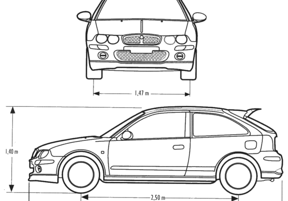 MG ZR - МЖ - чертежи, габариты, рисунки автомобиля