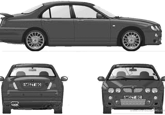 MG ZT 190 (2004) - МЖ - чертежи, габариты, рисунки автомобиля