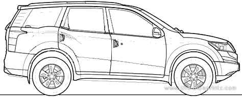 Mahindra XUV500 (2011) - Махиндра - чертежи, габариты, рисунки автомобиля
