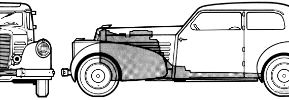 Marmon V12 HMC Special Sedan (1933) - Разные автомобили - чертежи, габариты, рисунки автомобиля