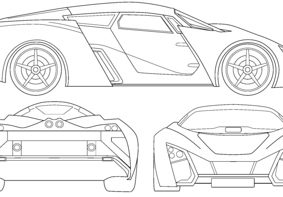 Marussia B2 Coupe (2010) - Разные автомобили - чертежи, габариты, рисунки автомобиля