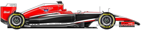 Marussia Ferrrari MR03 F1 GP (2014) - Разные автомобили - чертежи, габариты, рисунки автомобиля