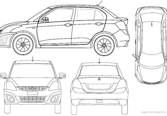Maruti Suzuki DZire (2012) - Разные автомобили - чертежи, габариты, рисунки автомобиля