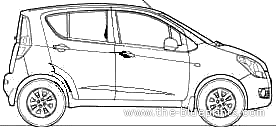 Maruti Suzuki Ritz ZXi (Splash) (2009) - Разные автомобили - чертежи, габариты, рисунки автомобиля