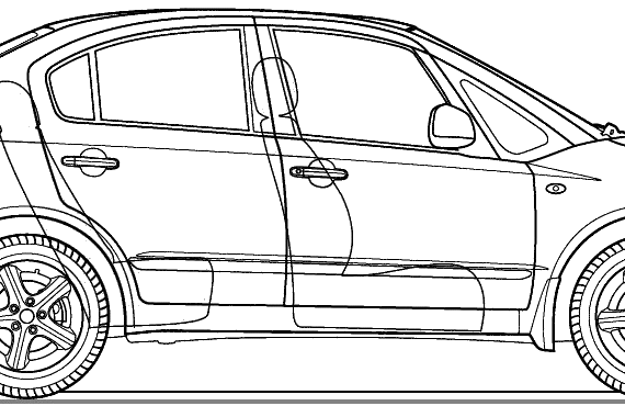 Maruti Suzuki SX-4 (2008) - Сузуки - чертежи, габариты, рисунки автомобиля