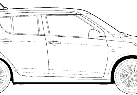 Maruti Swift (2013) - Разные автомобили - чертежи, габариты, рисунки автомобиля