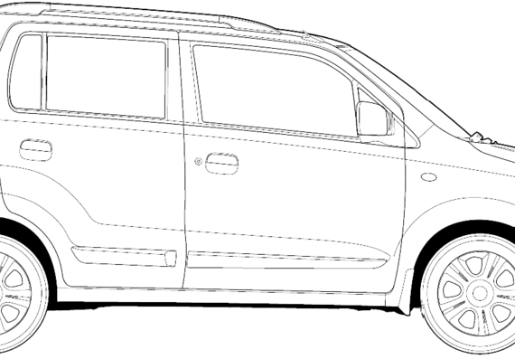Maruti Wagon R (2013) - Разные автомобили - чертежи, габариты, рисунки автомобиля
