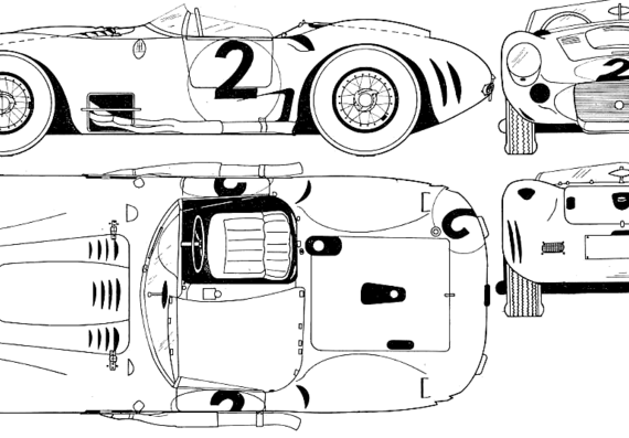 Maserati 450S Bazooka (1957) - Мазератти - чертежи, габариты, рисунки автомобиля
