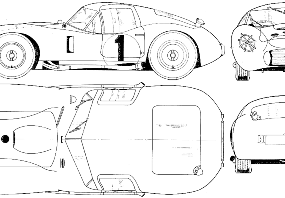 Maserati 450S Coupe Le Mans (1957) - Мазератти - чертежи, габариты, рисунки автомобиля