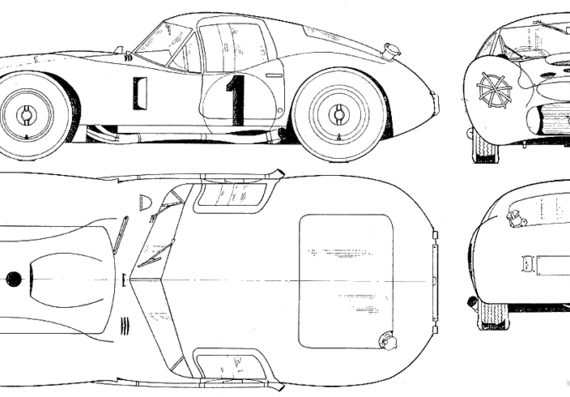 Maserati 450 S Bazooka - Мазератти - чертежи, габариты, рисунки автомобиля