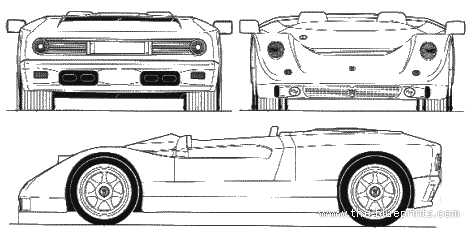 Maserati Barchetta Stradale - Мазератти - чертежи, габариты, рисунки автомобиля