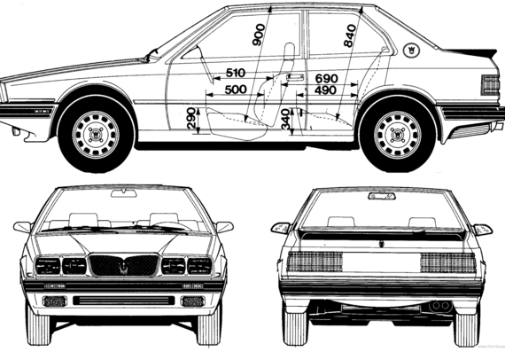 Maserati Biturbo 222 (1992) - Мазератти - чертежи, габариты, рисунки автомобиля