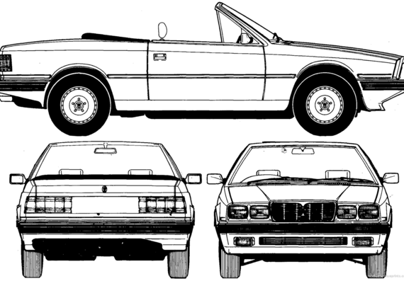 Maserati Biturbo Spyder (1992) - Мазератти - чертежи, габариты, рисунки автомобиля