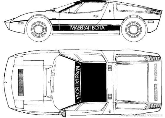 Maserati Bora (1974) - Мазератти - чертежи, габариты, рисунки автомобиля