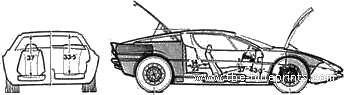 Maserati Merak SS (1975) - Мазератти - чертежи, габариты, рисунки автомобиля