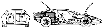 Maserati Merak SS (1977) - Мазератти - чертежи, габариты, рисунки автомобиля