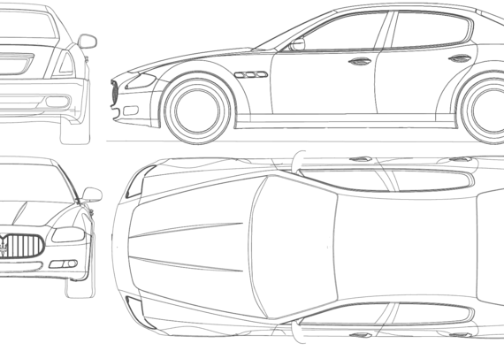 Maserati Quattroporte (2010) - Мазератти - чертежи, габариты, рисунки автомобиля