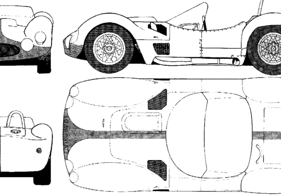 Maserati Tipo 61 Birdcage (1960) - Мазератти - чертежи, габариты, рисунки автомобиля