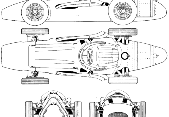 Maserati V12 F1 GP (1957) - Мазератти - чертежи, габариты, рисунки автомобиля