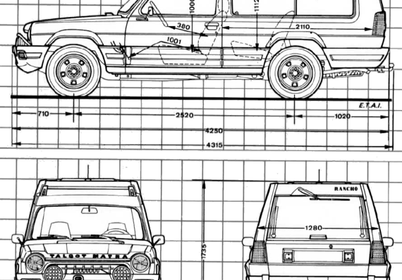 Matra-Simca Rancho - Матра - чертежи, габариты, рисунки автомобиля
