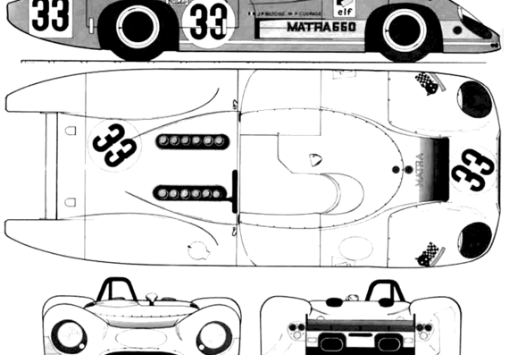 Matra 650 Le Mans (1969) - Матра - чертежи, габариты, рисунки автомобиля