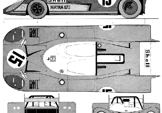 Matra 670 Le Mans (1972) - Матра - чертежи, габариты, рисунки автомобиля