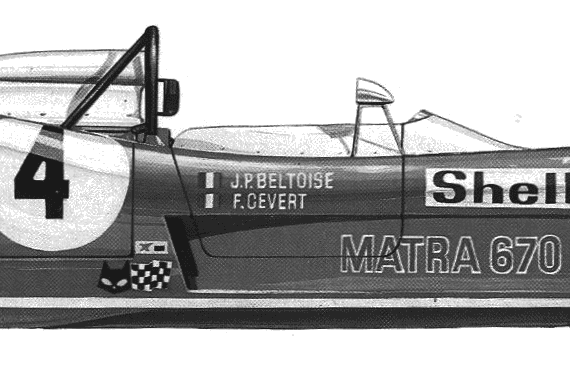 Matra 670 Le Mans (1973) - Матра - чертежи, габариты, рисунки автомобиля