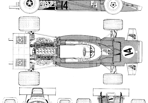 Matra MS120 F1 GP (1970) - Матра - чертежи, габариты, рисунки автомобиля
