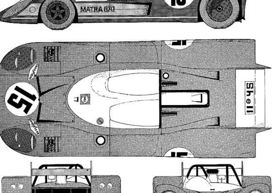 Matra MS670 Le-Mans (1973) - Матра - чертежи, габариты, рисунки автомобиля