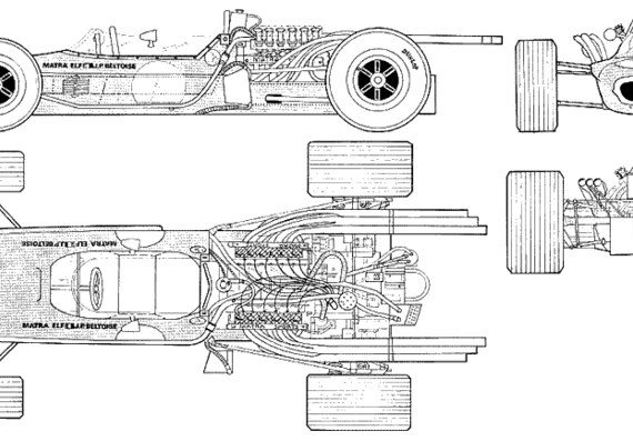 Matra V12 F1 - Матра - чертежи, габариты, рисунки автомобиля