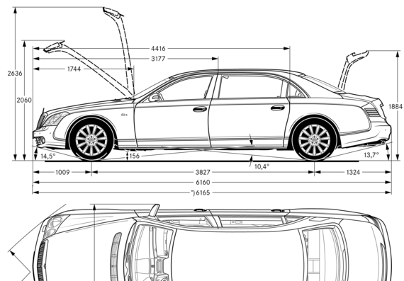 Maybach 62S (2007) - Mercedes Benz - drawings, dimensions, pictures of the car