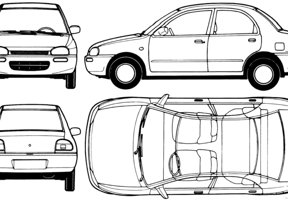 Mazda 121 Revue (1991) - Мазда - чертежи, габариты, рисунки автомобиля
