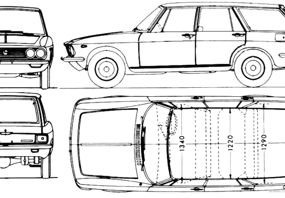 Mazda 1500 Luce Estate Deluxe (1966) - Мазда - чертежи, габариты, рисунки автомобиля