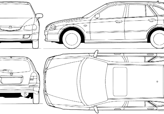 Mazda 323F Lantis (1998) - Мазда - чертежи, габариты, рисунки автомобиля