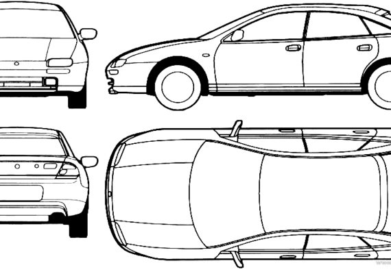 Mazda 323F Lantis 5-Door (1996) - Мазда - чертежи, габариты, рисунки автомобиля