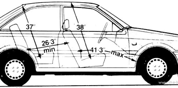 Mazda 323 1.6i (1986) - Мазда - чертежи, габариты, рисунки автомобиля