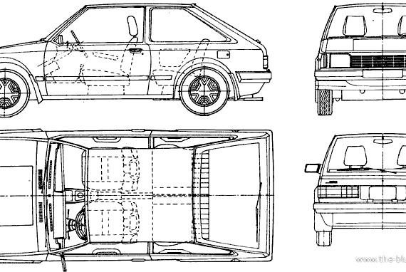 Mazda 323 3-Door (1987) - Мазда - чертежи, габариты, рисунки автомобиля