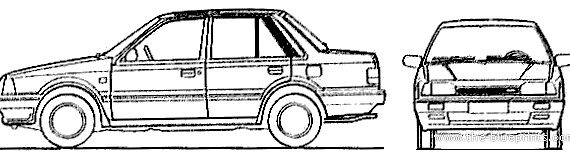 Mazda 323 4-Door (1988) - Мазда - чертежи, габариты, рисунки автомобиля