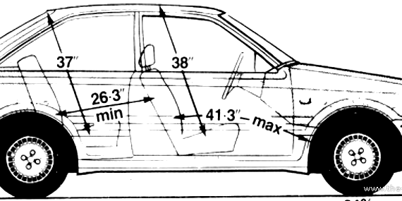 Mazda 323 4x4 Turbo (1986) - Мазда - чертежи, габариты, рисунки автомобиля